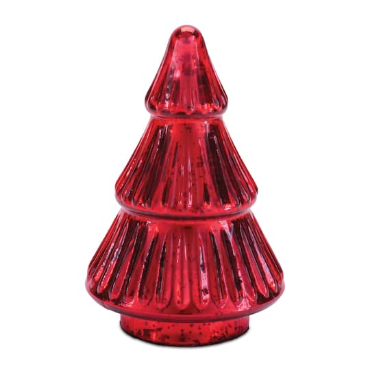 Melrose 6.5" Red Mercury Glass Christmas Tree Set